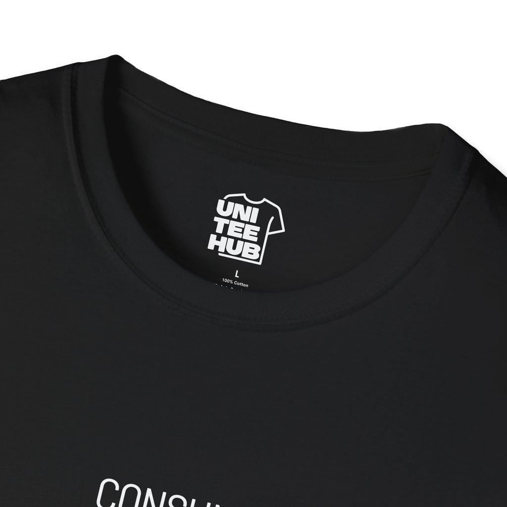 Consume Less Create More Black T-Shirt with ribbed collar - T-Shirt