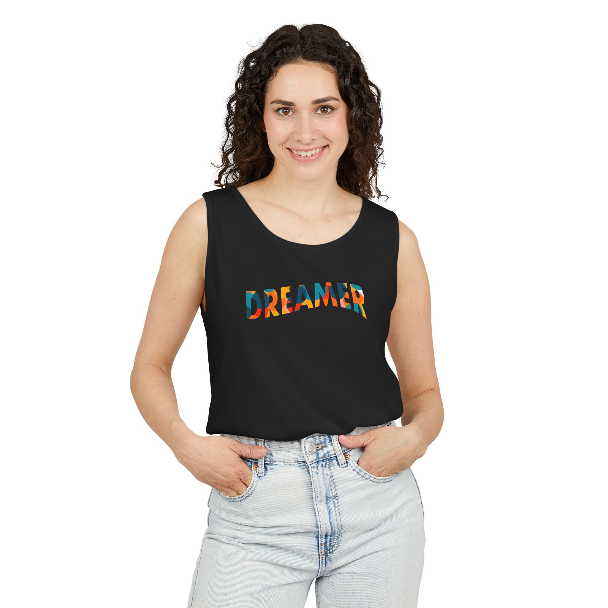 Colorful Dreamer Tank Top - Unisex Garment-Dyed Casual Wear - Black / XS - Tank Top