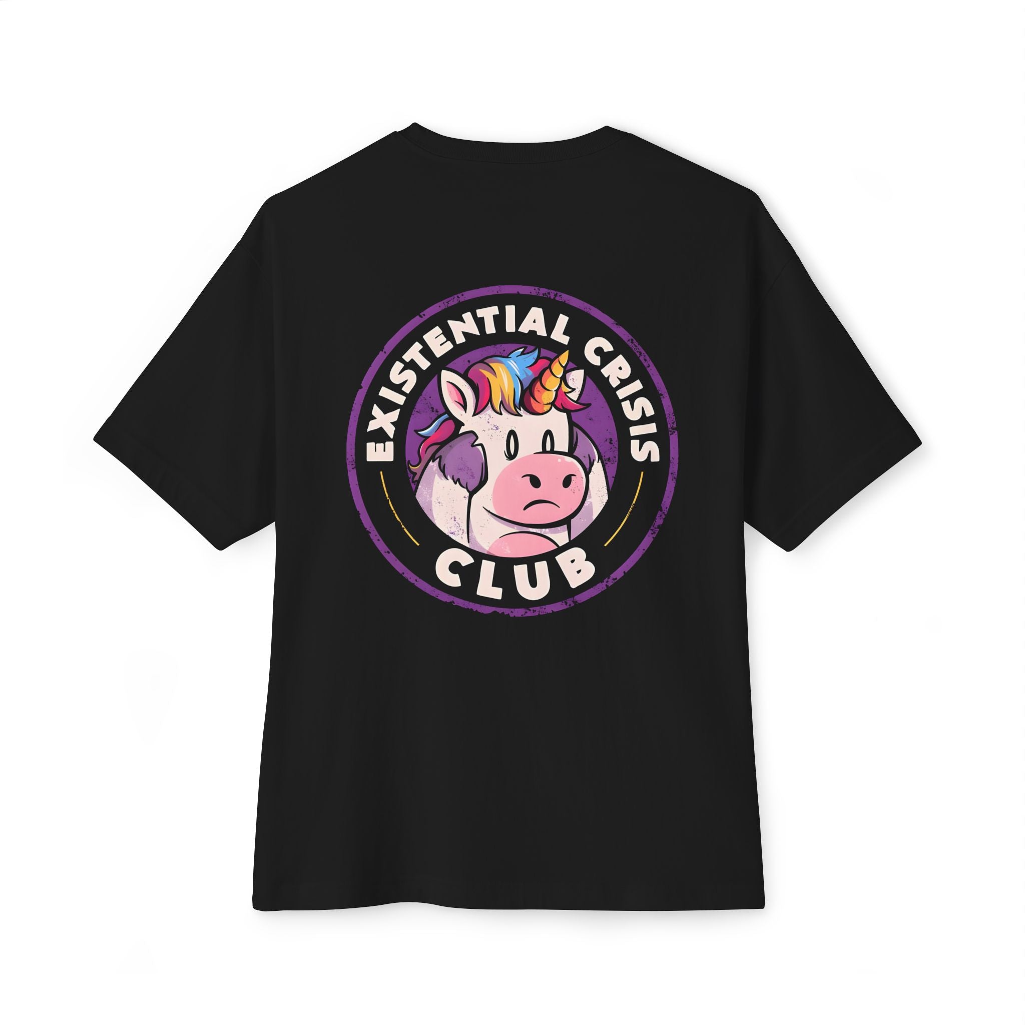 Existential Crisis Club Tee — Cute Unicorn Graphic Oversized T‑Shirt - T-Shirt