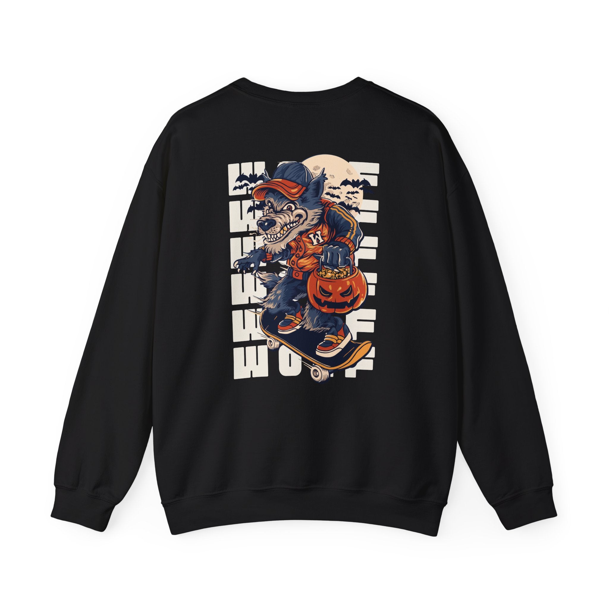 Wolf Graphic Crewneck Sweatshirt for Halloween - Black / S - Sweatshirt