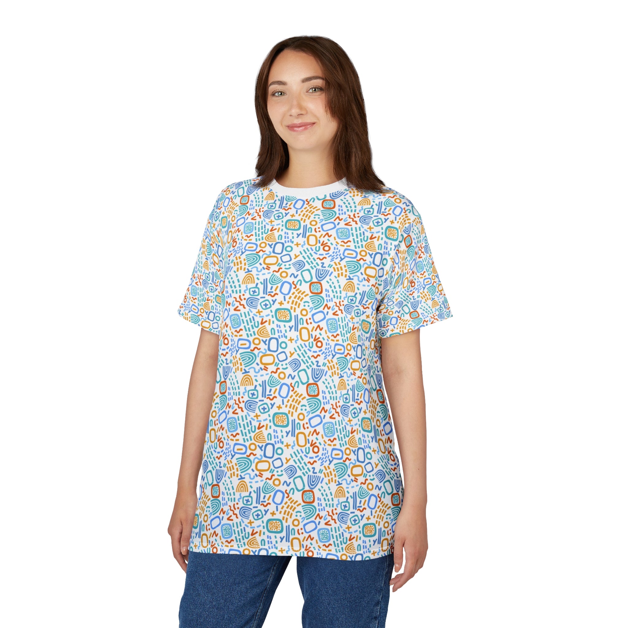 Vibrant Geometric Unisex Tee - Fun & Casual - White stitching / 4 oz. / S - All Over Prints