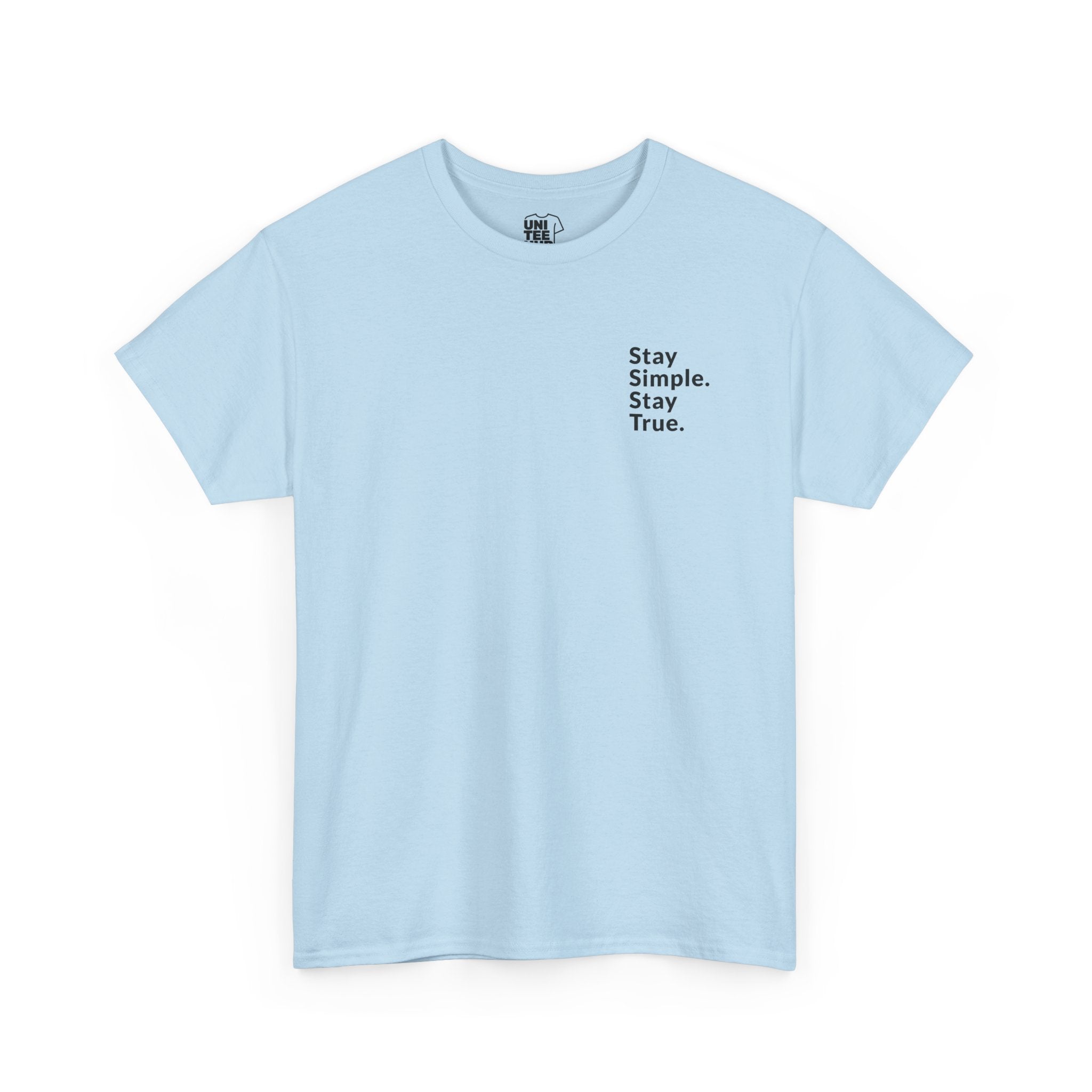 Stay Simple White Cotton Tee machine wash max 30c - Light Blue / S - T-Shirt