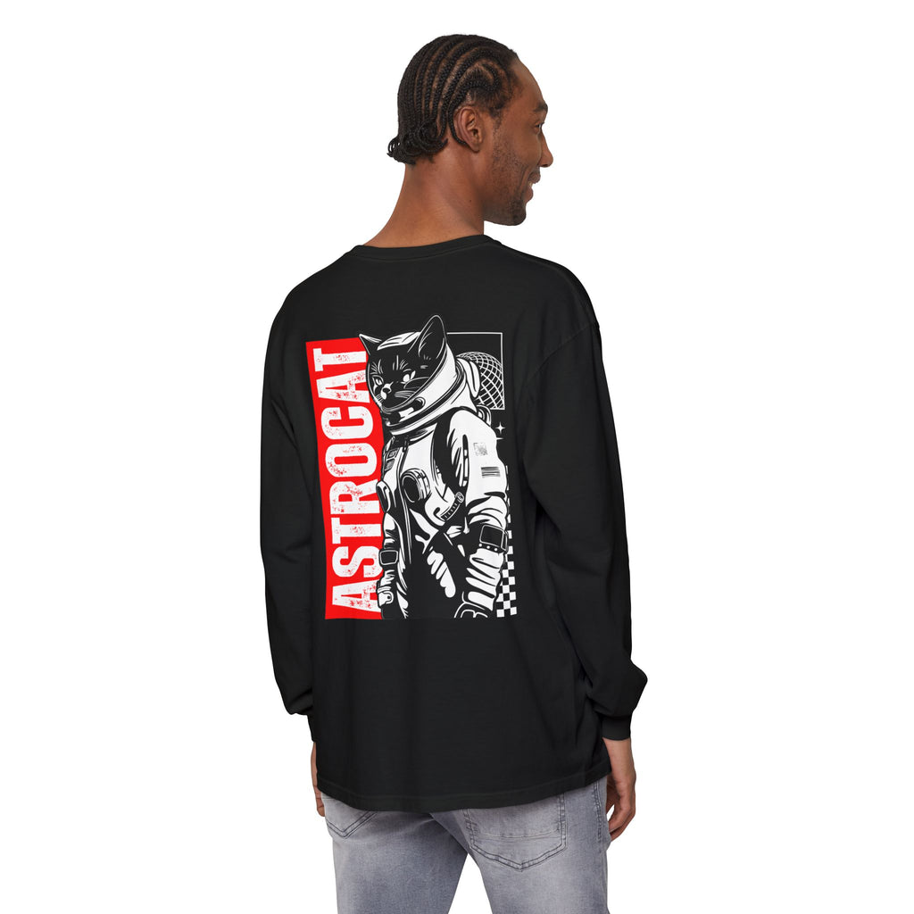 Astrocat Unisex Long Sleeve T-Shirt - Cool Cat in Space Design - Long-sleeve