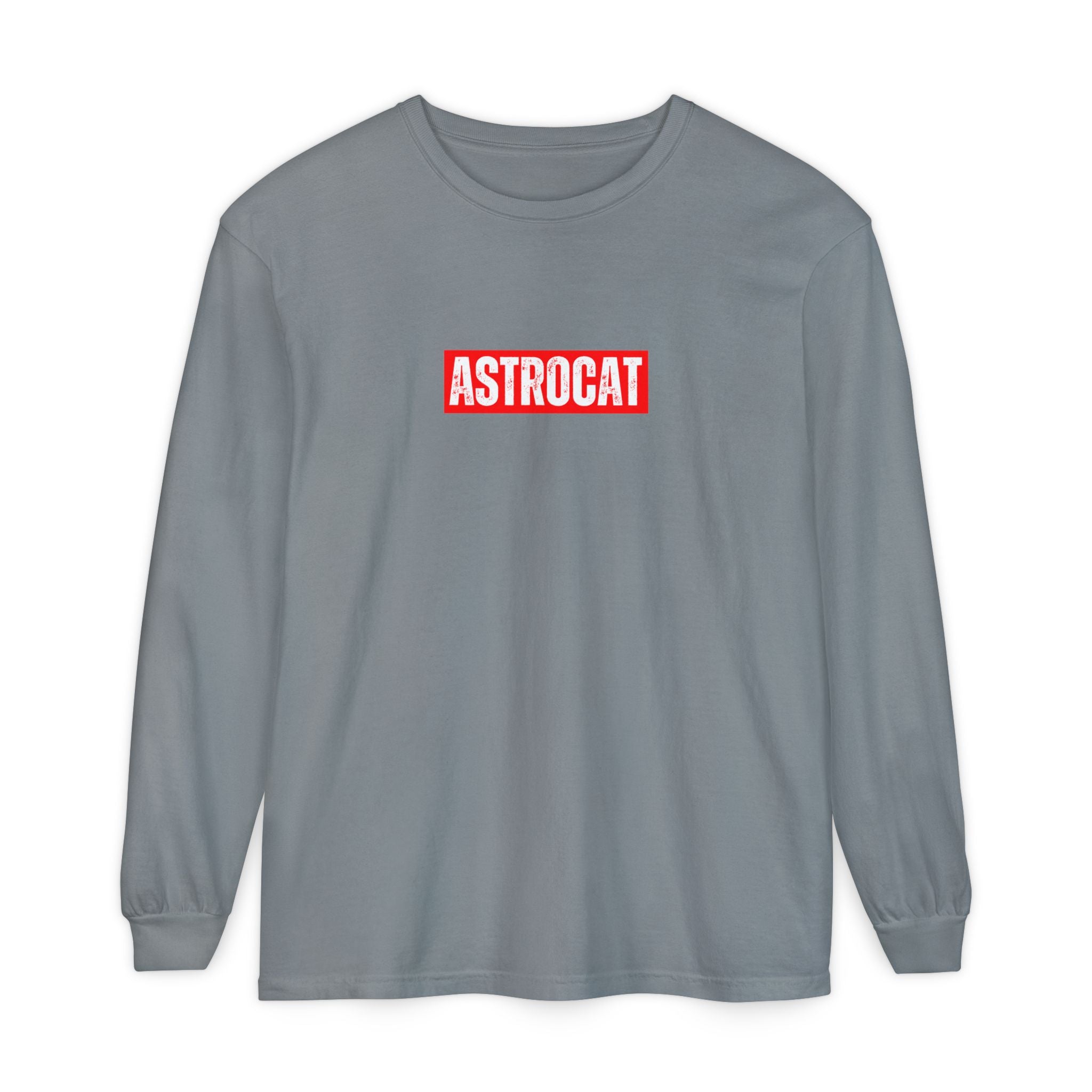 Astrocat Unisex Long Sleeve T-Shirt - Cool Cat in Space Design - Granite / S - Long-sleeve