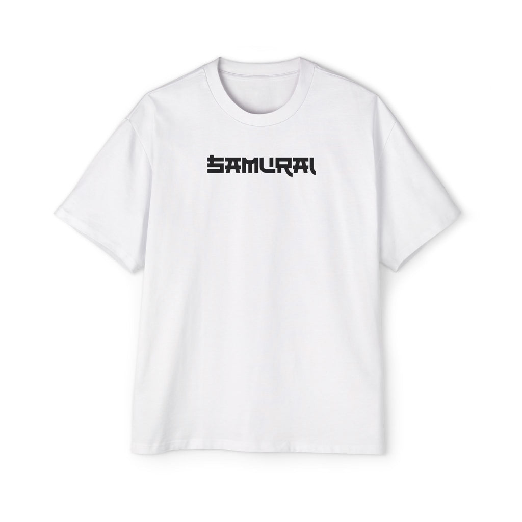 Samurai Themed Heavy Oversized Tee - Japanese Warrior Graphic T-Shirt - White / S - T-Shirt