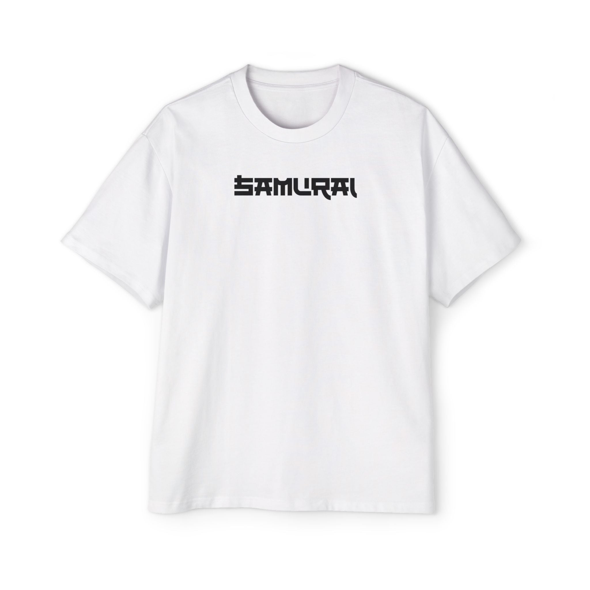 Samurai Themed Heavy Oversized Tee - Japanese Warrior Graphic T-Shirt - White / S - T-Shirt
