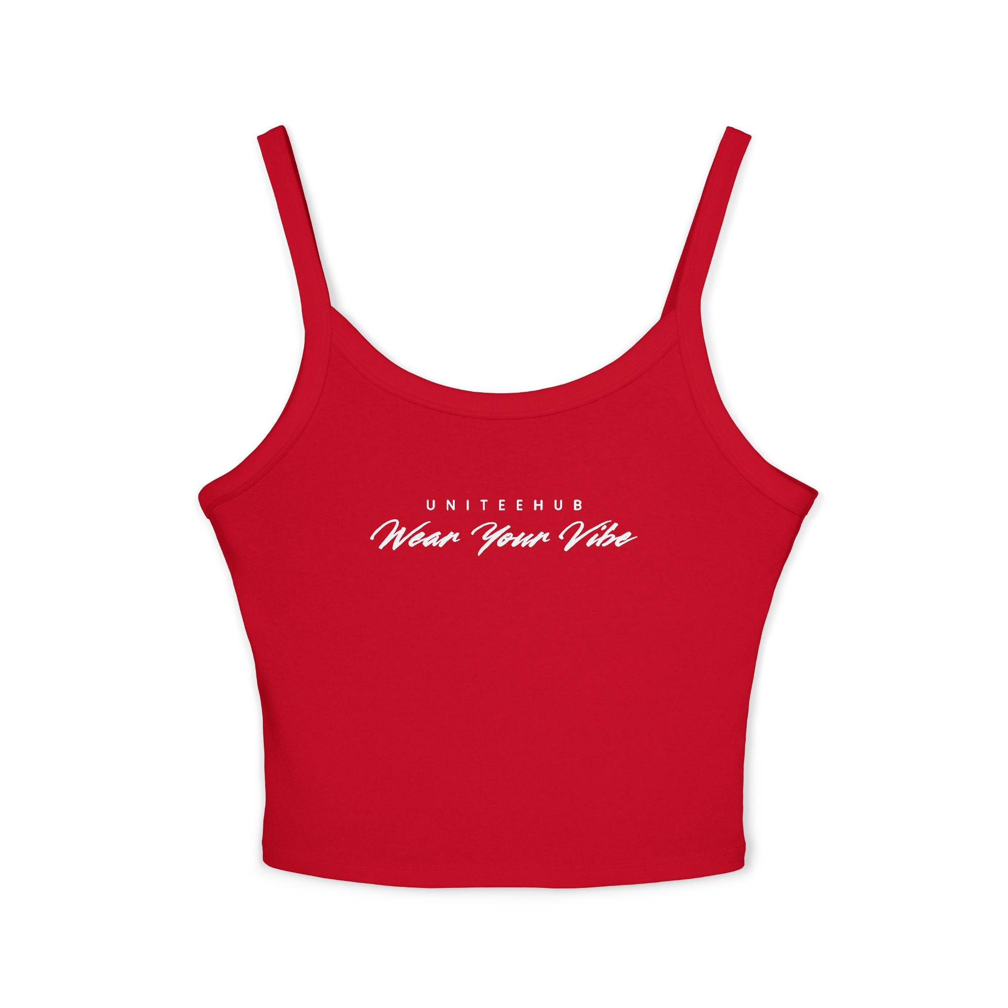 Inspirational Women’s Spaghetti Strap Tank Top - Make Your Vibe - Solid Red Blend / XS - Tank Top