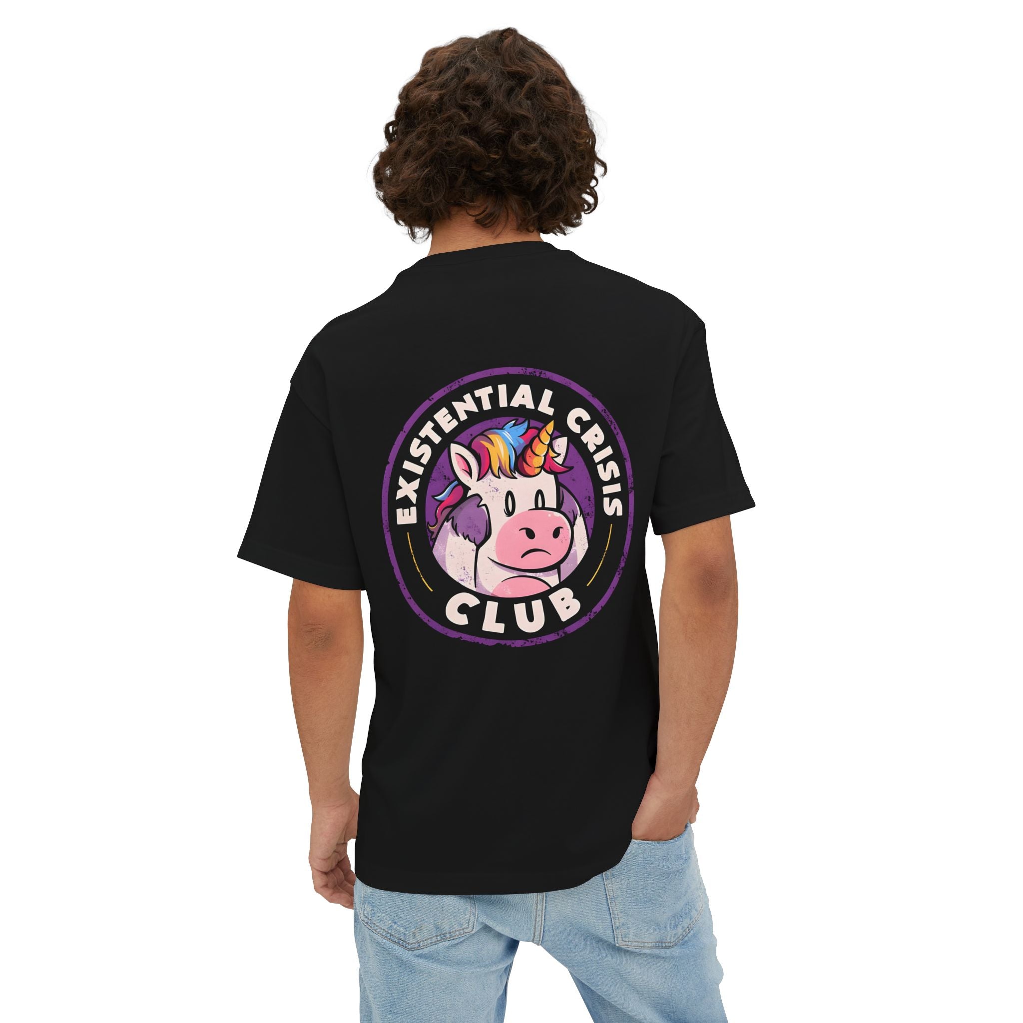 Existential Crisis Club Tee — Cute Unicorn Graphic Oversized T‑Shirt - Black / XS - T-Shirt
