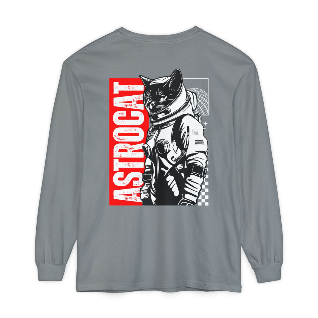 Astrocat Unisex Long Sleeve T-Shirt - Cool Cat in Space Design - Long-sleeve