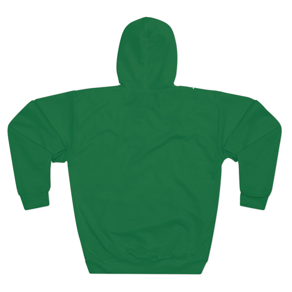 Green Minimal Hoodie with Flying Santa