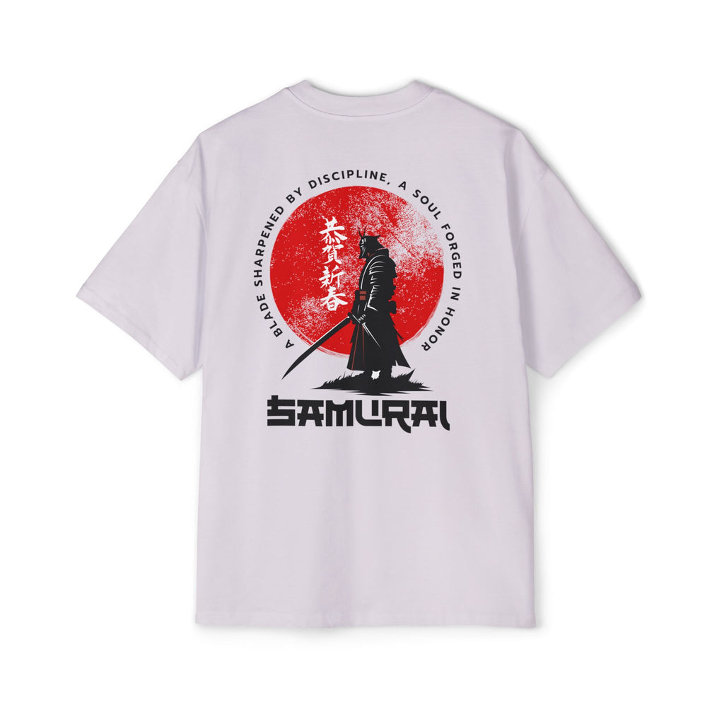 Samurai Themed Heavy Oversized Tee - Japanese Warrior Graphic T-Shirt - T-Shirt