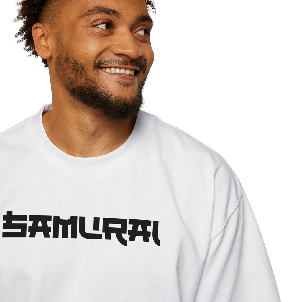 Samurai Themed Heavy Oversized Tee - Japanese Warrior Graphic T-Shirt - T-Shirt