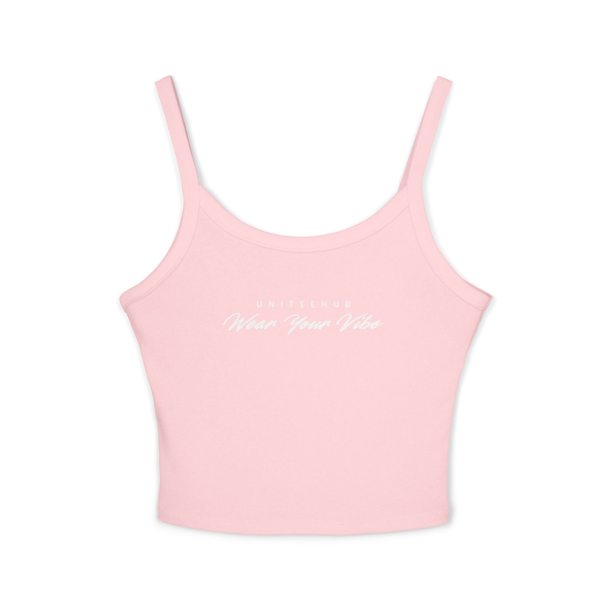 Inspirational Women’s Spaghetti Strap Tank Top - Make Your Vibe - Solid Pink Blend / XS - Tank Top