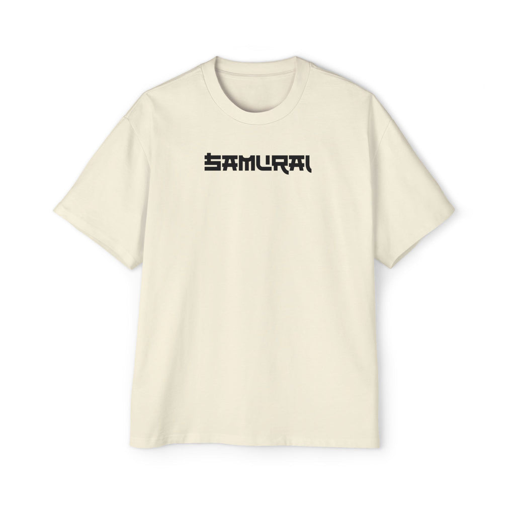 Samurai Themed Heavy Oversized Tee - Japanese Warrior Graphic T-Shirt - Butter / S - T-Shirt