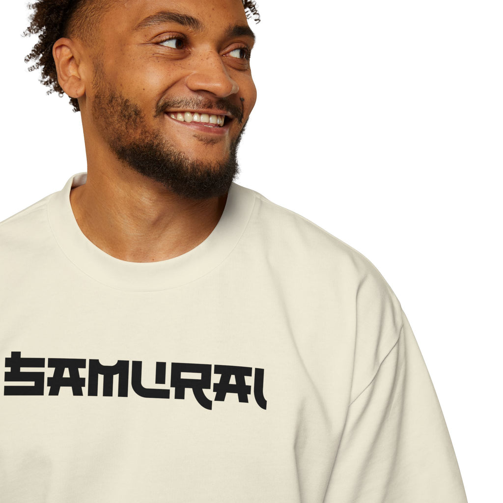 Samurai Themed Heavy Oversized Tee - Japanese Warrior Graphic T-Shirt - T-Shirt