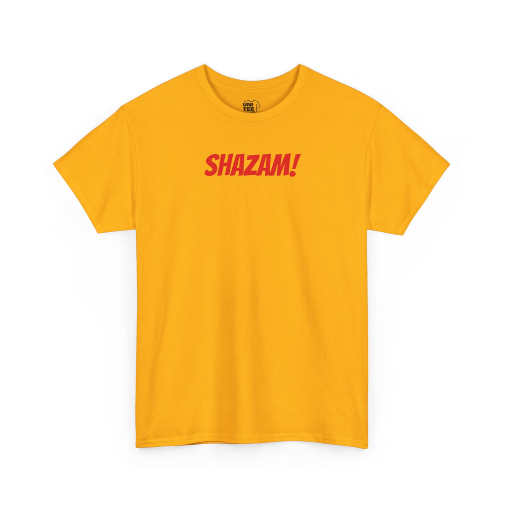 Shazam! Lightning Bolt Graphic Tee - Retro Superhero - Gold / S - T-Shirt