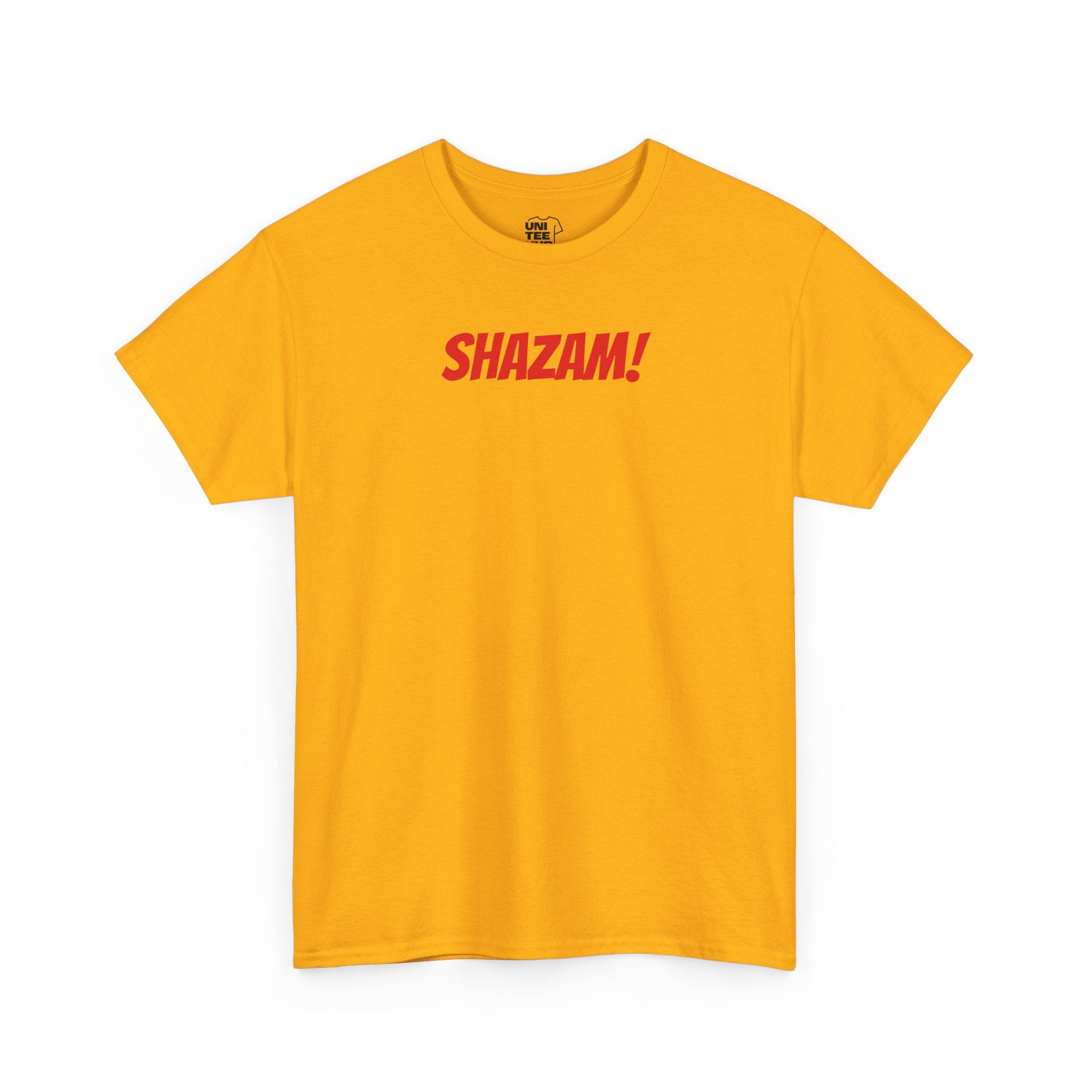 Shazam! Lightning Bolt Graphic Tee - Retro Superhero - Gold / S - T-Shirt