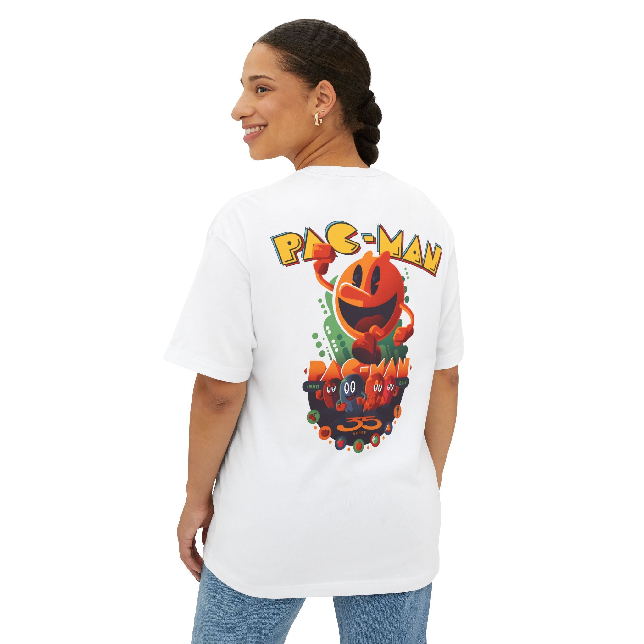White Plus Size Pac-Man Streetwear T-Shirt - White / XS - T-Shirt