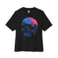 Black t-shirt with a colorful skull design on a white background UniTeeHub
