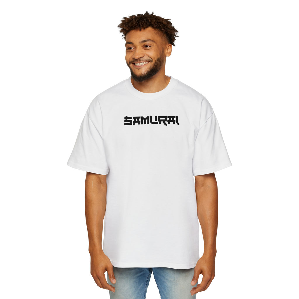 Samurai Themed Heavy Oversized Tee - Japanese Warrior Graphic T-Shirt - T-Shirt