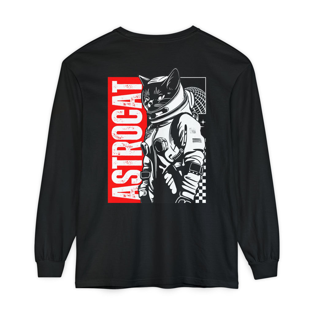 Astrocat Unisex Long Sleeve T-Shirt - Cool Cat in Space Design - Long-sleeve