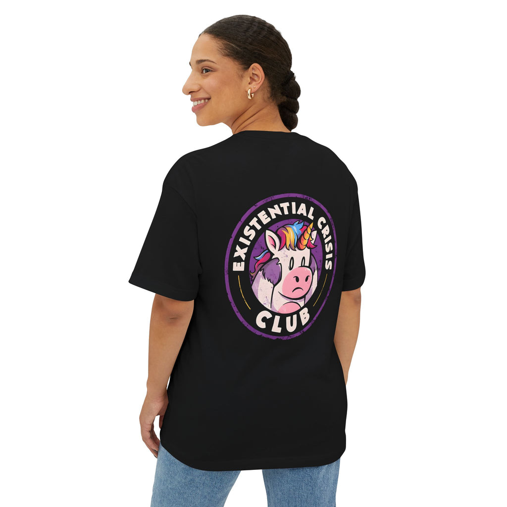 Existential Crisis Club Tee — Cute Unicorn Graphic Oversized T‑Shirt - T-Shirt