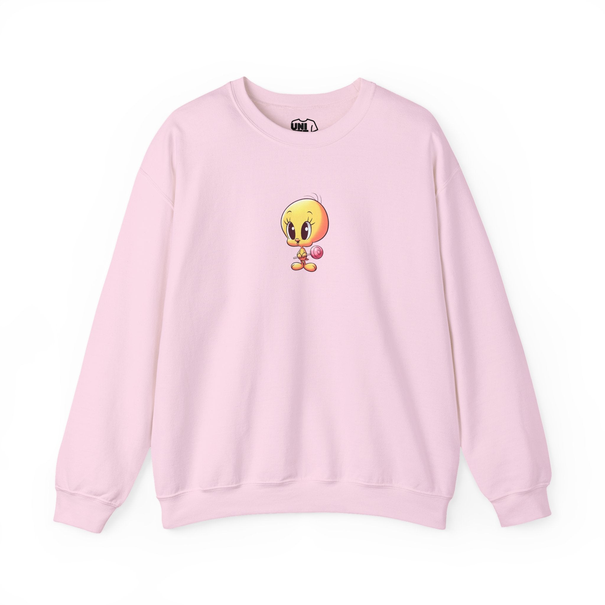 Pink Tweety Bird Crewneck Sweatshirt Machine Wash Max 30C - Light Pink / S - Sweatshirt