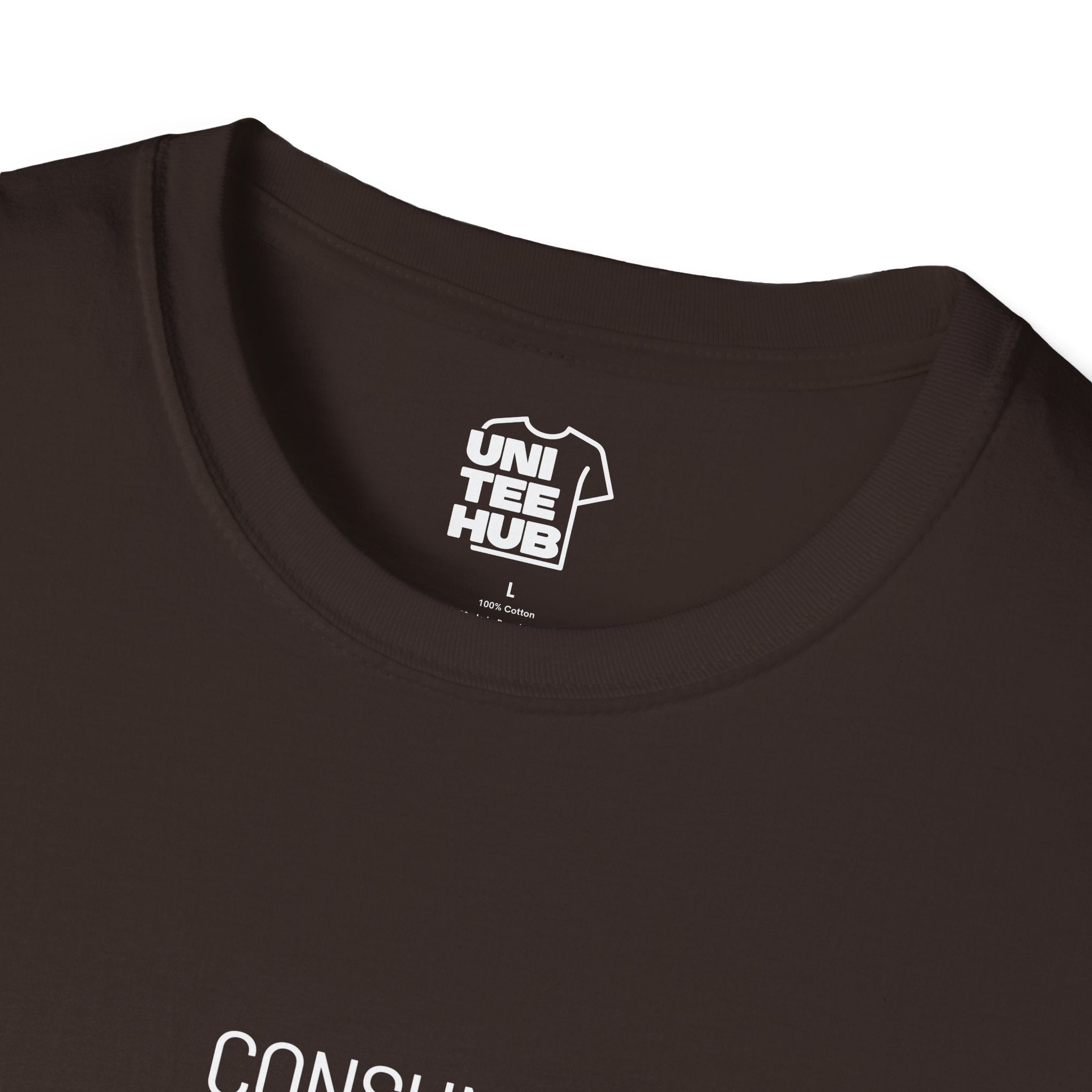Consume Less Create More Black T-Shirt with ribbed collar - T-Shirt