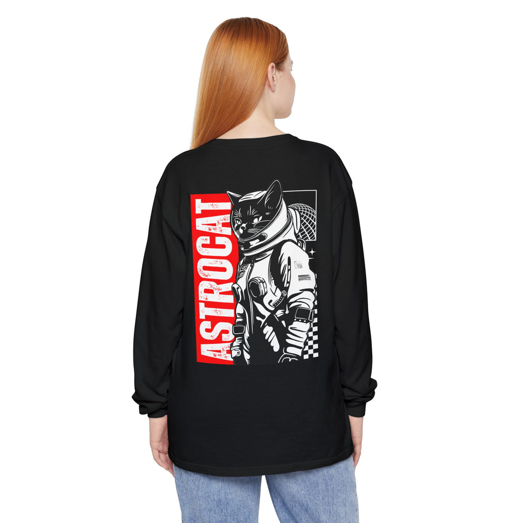 Astrocat Unisex Long Sleeve T-Shirt - Cool Cat in Space Design - Long-sleeve