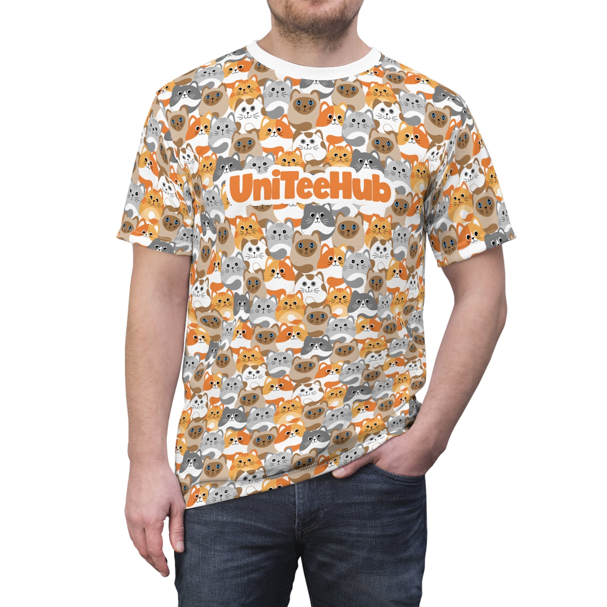 Uniteehub Colorful Cat Durable Polyester Tee - All Over Prints