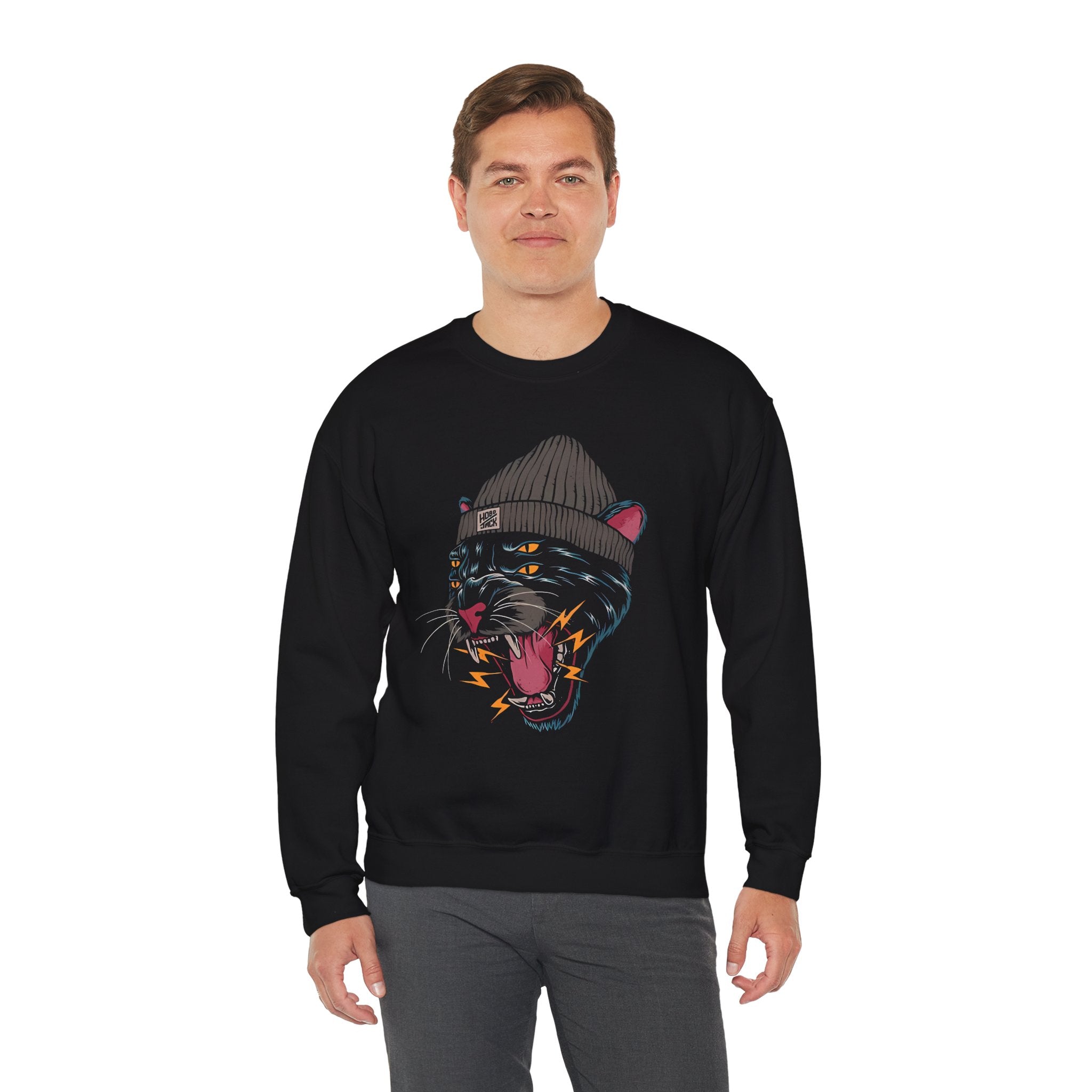 Panther Bold Cotton-Poly Blend Crewneck Sweatshirt - Black / S - Sweatshirt