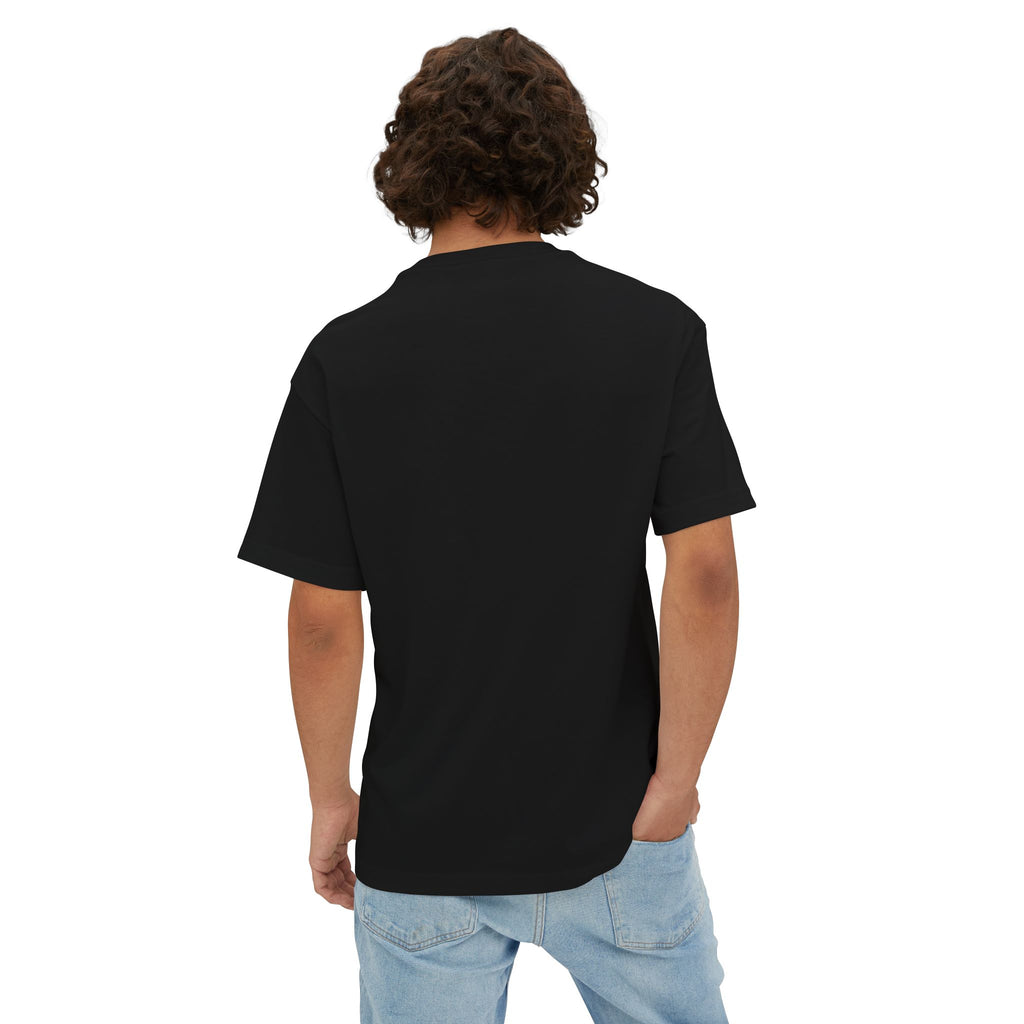Person wearing a black t-shirt on a white background