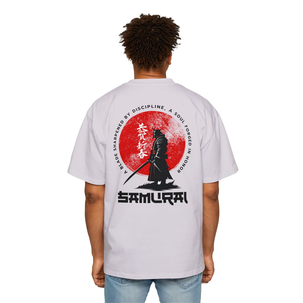 Samurai Themed Heavy Oversized Tee - Japanese Warrior Graphic T-Shirt - T-Shirt