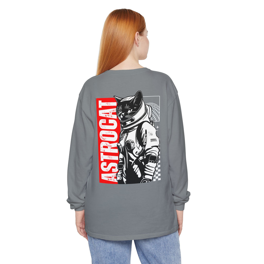 Astrocat Unisex Long Sleeve T-Shirt - Cool Cat in Space Design - Long-sleeve