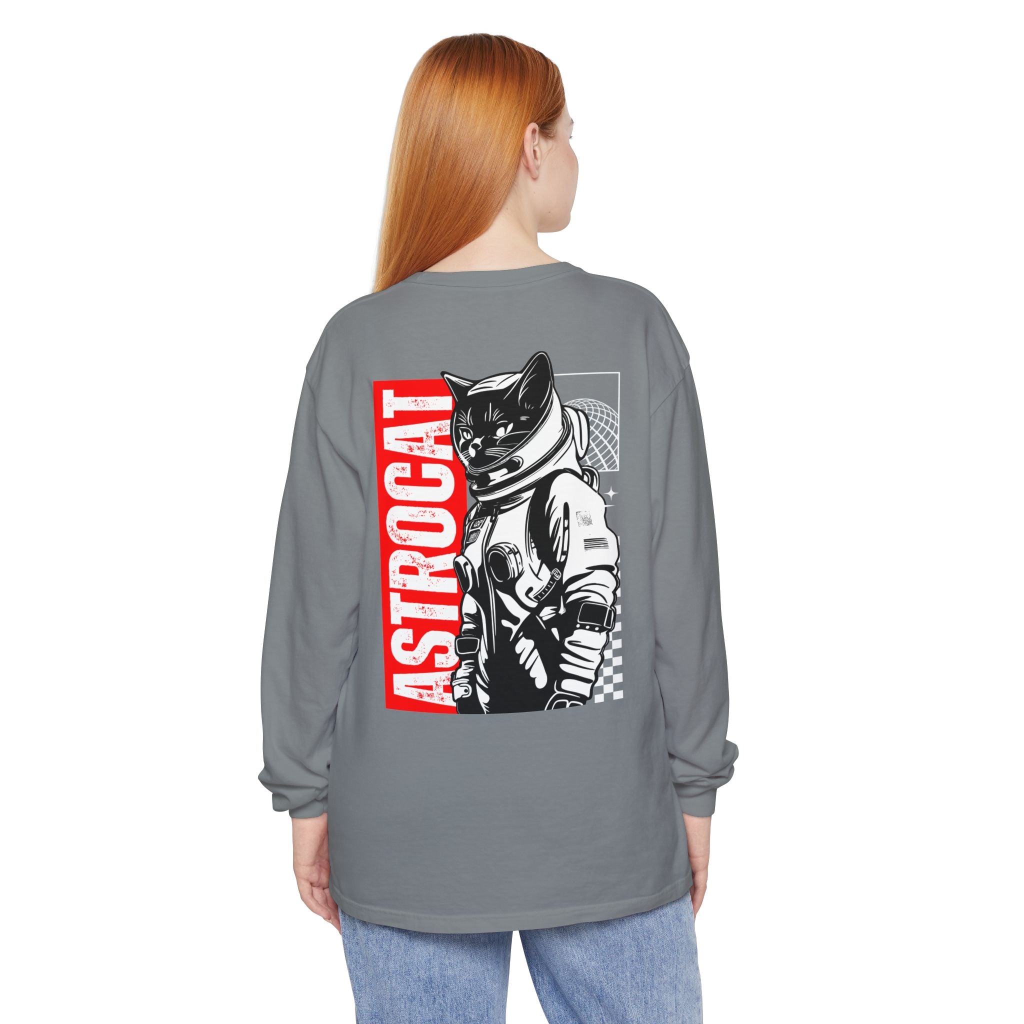 Astrocat Unisex Long Sleeve T-Shirt - Cool Cat in Space Design - Long-sleeve