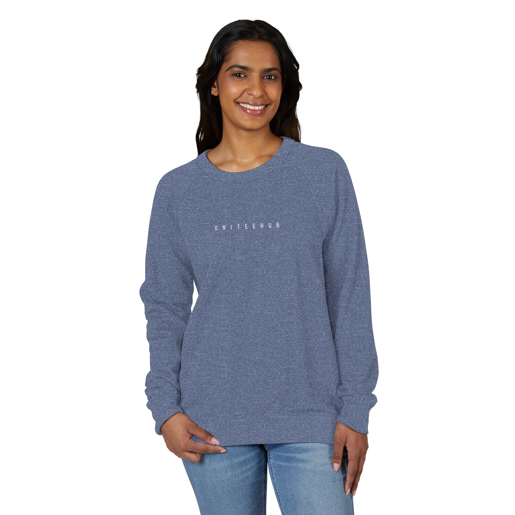 Blue Heathered Crewneck Sweatshirt Relaxed Fit - Sweatshirt